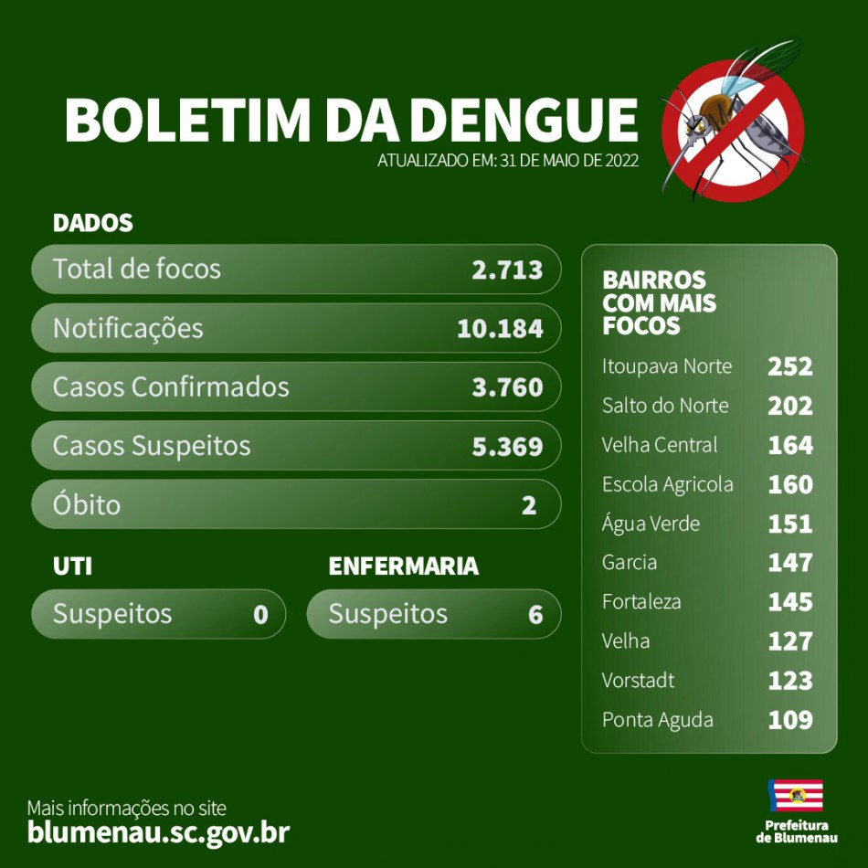 Boletim Dengue em Blumenau - 31/5/2022